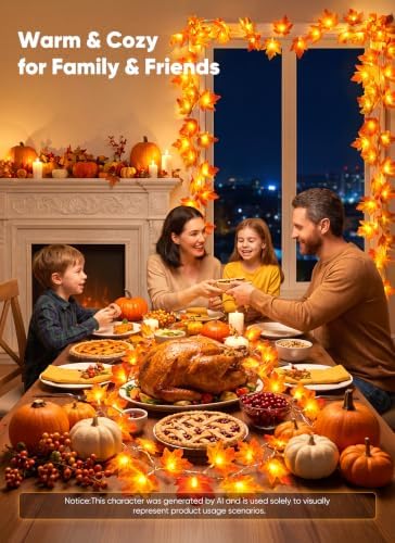 Brightown 6 Pack Fall Decorations for Home Maple Leaf Garland with Lights