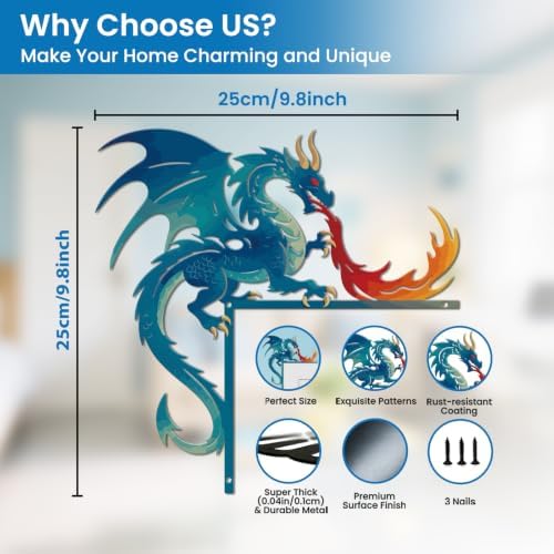 CUTHOLLOW Dragon and Flame Door Topper Sign Wall Art Decor