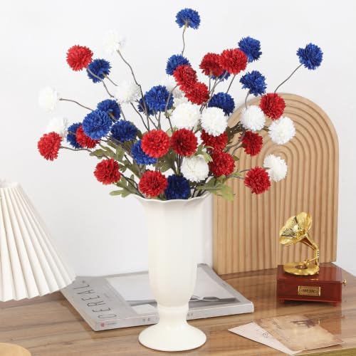 DuHouse 9pcs Artificial Flowers Faux Silk Pompon Mum Chrysanthemum Ball