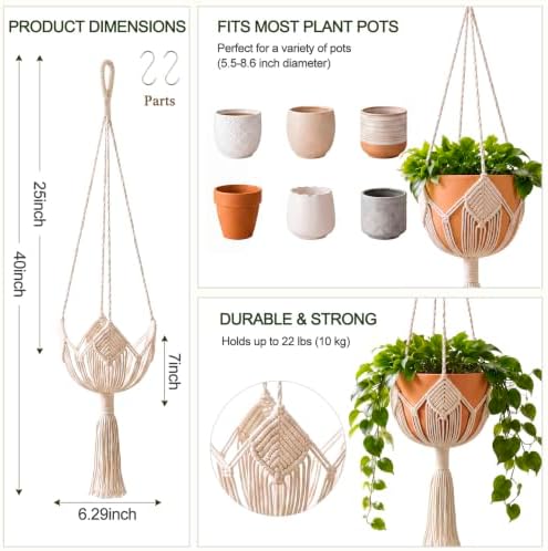 Shappy Boho Macrame Plant Hanger for Indoor