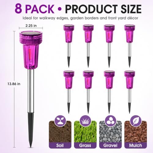 Halloween Solar Lights Outdoor Waterproof Purple Landscape Lights, 8 Pack