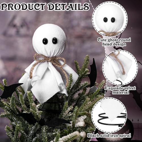 Suncalla Halloween Ghost Tree Topper Velvet Ghost 5.5 Inch Spooky