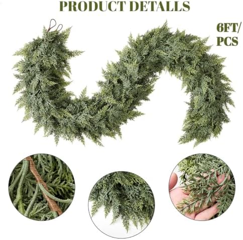 6FT Soft Textured Cedar Garland, Realistic Artificial Christmas Garlands
