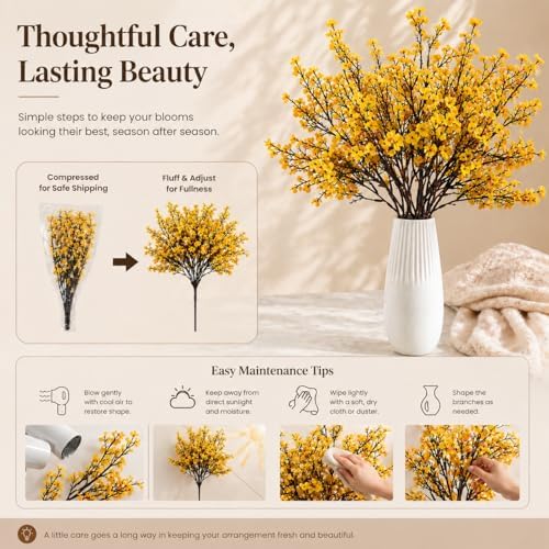 Mandy's 6 Bundles Artificial Dark Yellow Baby’s Breath Flowers