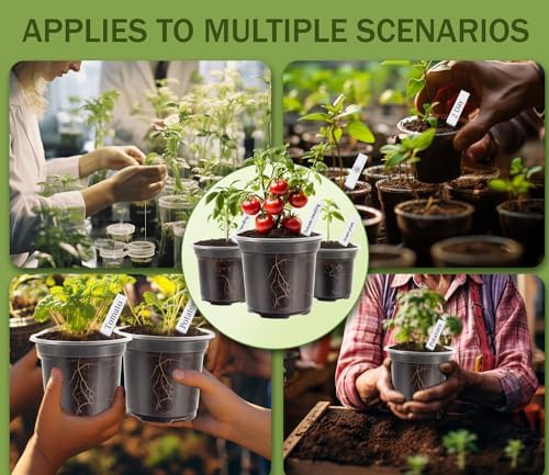30 Pack Clear Nursery Plant Pots, 3.5/4/5 In with Drainage Holes, 20 Labels