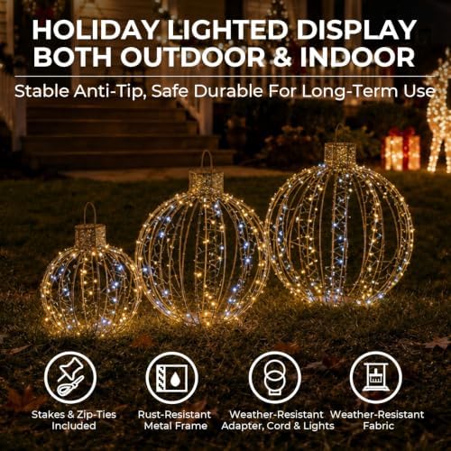 6PCS Large 19''+16''+12'' LED Large Christmas Lighted Balls