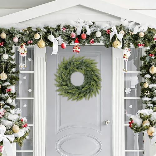 Christmas Cedar Wreath for Front Door Decoration, 24 in, 2 Pack
