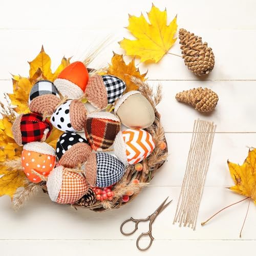 Lounsweer 12 Pcs Fall Acorn Ornaments Thanksgiving Hanging Decor