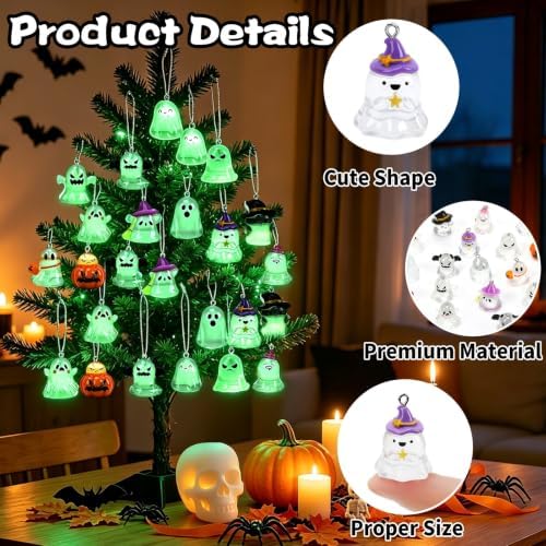 36Pcs Glowing in Dark Halloween Resin Ornaments for Small Tree
