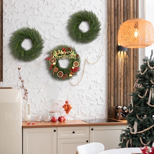 Zeyune 8 Pcs 14" Christmas DIY Green Wreath Artificial Wreath Elegant Style
