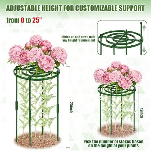 MJZ 8 Pack Peony Cages and Supports, 11.8" D x 25" H Plastic Plant Supports