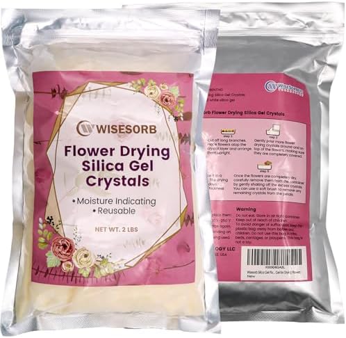 Wisesorb (NET 6 LBS) Silica Gel Flower Drying, Silica Gel Flower Drying Crystals, Color Indicating Flower Drying Silica, Reusable Silica Gel for Drying Flowers