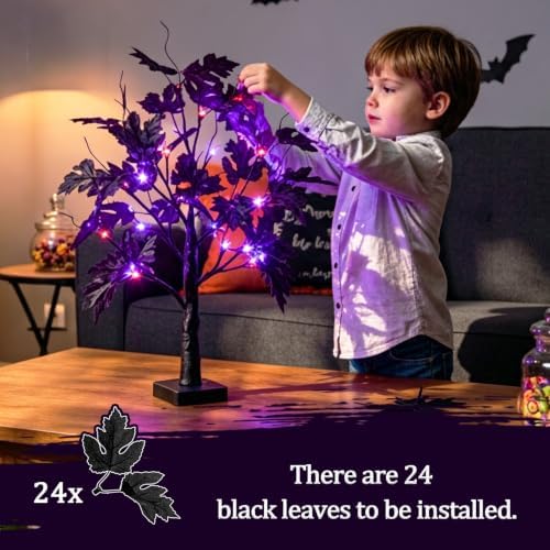 PABIPABI Halloween Decorations Indoor, Halloween Tree Lights with Timer