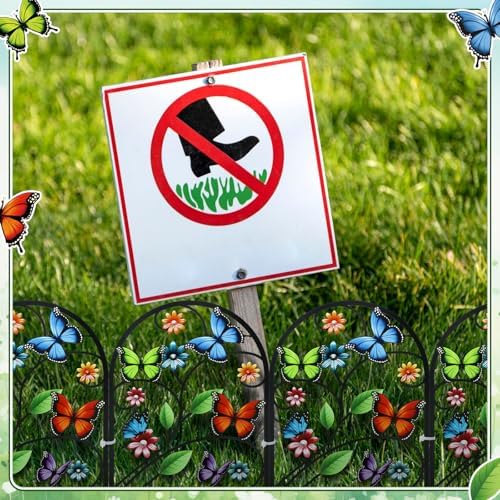 Yaocom 6 Pack Butterfly Garden Fence 16.5" H x 11.8" W Metal Border