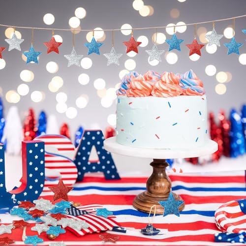 36PCS Mini Resin Patriotic Star Ornaments 4th of July Hanging Decor