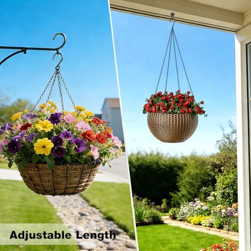3 Pack 23 Inch Plant Hanger Chains with Hooks - Replacement Hanging Basket Chains for Flower Pots, Planters, Bird Feeders & Lanterns, Indoor/Outdoor Use (Black)