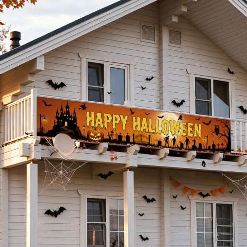 Happy Halloween Banner Outside Halloween Decorations Yard Party Porch Sign
