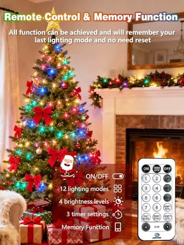 Christmas Lights String Voice Controlled 99FT 300 LED Multicolored Remote