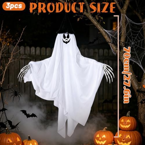 Hanging Ghosts Halloween Decor, White Ghosts, Halloween Indoor Outdoor