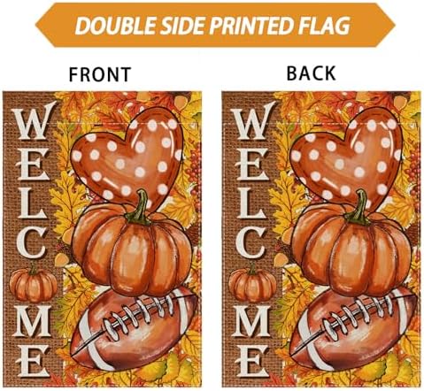 Pumpkin Football Fall House Flag Large Double Sided Yard Decor 28X40In