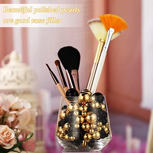Junkin 300 Pcs Faux Pearl Vase Filler No Hole Beads, Gold, Black