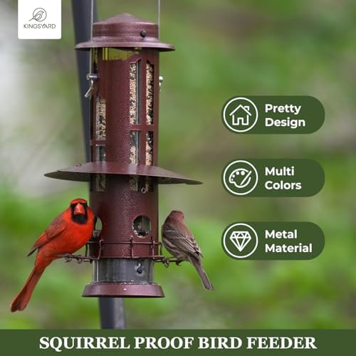 Kingsyard Squirrel Proof Bird Feeders for Outdoors Hanging