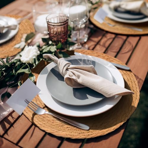 BAVIFY 13" Round Woven Placemats Set of 4, Plate Chargers for Dining Table