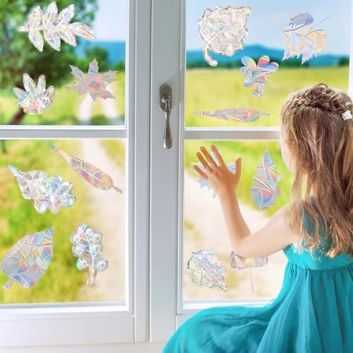 34 Pcs Fall Window Clings for Glass Window, Reflective Bird Deterrent, Window Decals to Prevent Bird Strikes- Anti-Collision Window Stickers for Birds, Fall Decorations for Home
