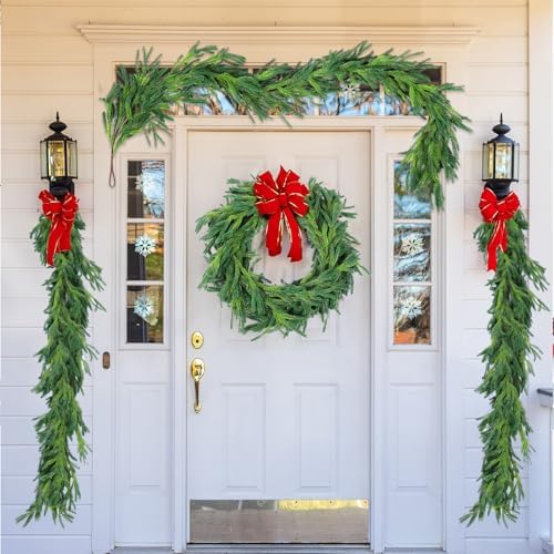 Rowfad 6Ft Norfolk Pine Garland for Mantle Christmas Decorations, 2 Set