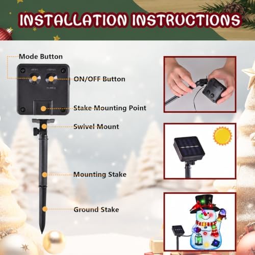 28x40 Lighted Christmas Snowman Garden Flag, 8 Modes Solar LED