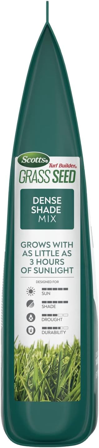 Scotts Turf Builder Grass Seed Dense Shade Mix, 5.6 lbs. | Grass Seed Plus Lawn Fertilizer & Soil Improver, Grows With