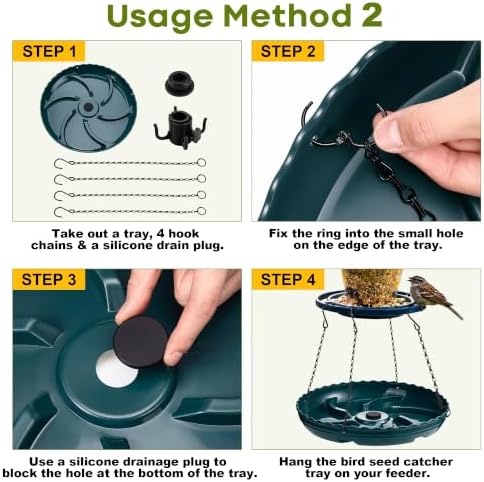Aurelema Hanging Bird Seed Catcher Tray (Green,4 Sets)