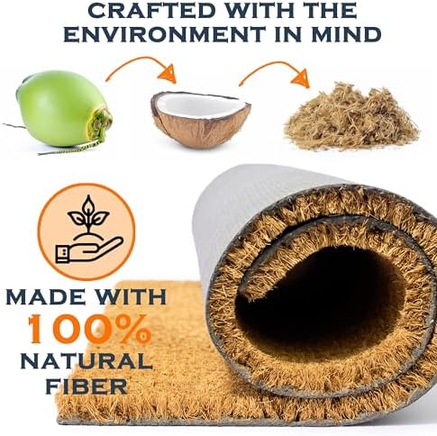 Pumpkin Door Mat 30x17 Inch, Fall Welcome Mat Coir, Halloween Doormat