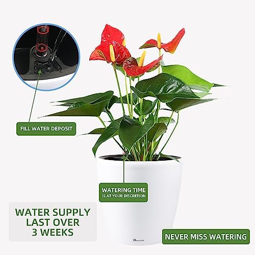 Dexceder 18x17 Self Watering Planter with Wheels (White Matte)