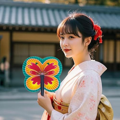 12 Pieces Butterfly Paper Fans
