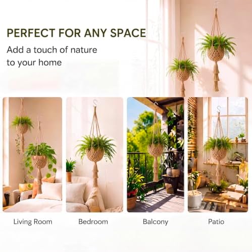 Shappy 1 Pack Boho Macrame Plant Hanger for Indoor
