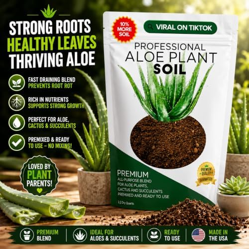 Professional Aloe Plant Soil Mix Large 2.2 Quarts Ready to Use, Premium Potting Soil for Aloe Vera Cactus Succulent Plants, Fast Draining Blend Pinebark Peat Course Sand Indoor Made in USA