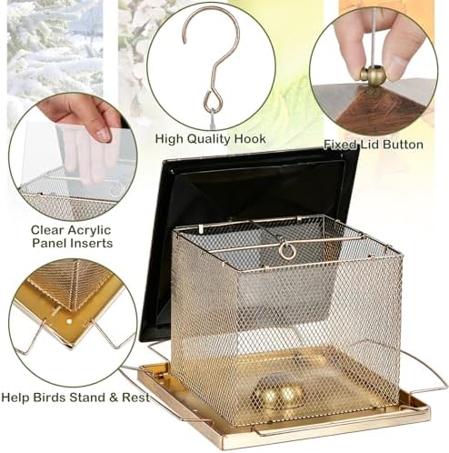 Bird Feeder, Heavy Duty Metal Bird Feeders for Outdoor Hanging
