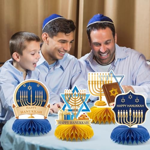 Hanukkah Table Decorations, 10Pcs Chanukkah Honeycomb Centerpieces