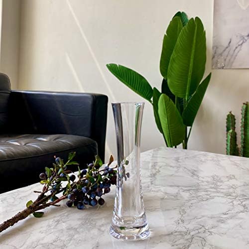 KLIFA- Small Acrylic Round Bud Vase, Shatterproof, High Transparency, Plastic Single Stem Vase, Clear, Hight 7.52 inch, 1 pc