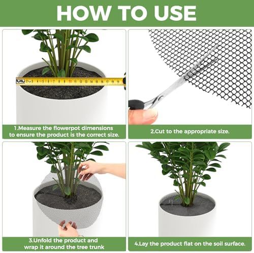 6Pcs Plant Pot Grids, 11.8 Inch Plant Pot Cover Protector from Cats and Animals with 30 U-Shaped Nails, Indoor Round Planter Pots Soil Guard for Outdoor Garden Plants Protection