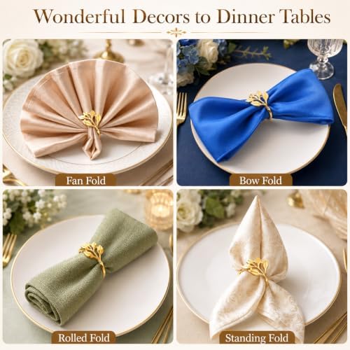80 Pcs Gold Leaf Napkin Rings Metal Napkin Ring Holder Buckles