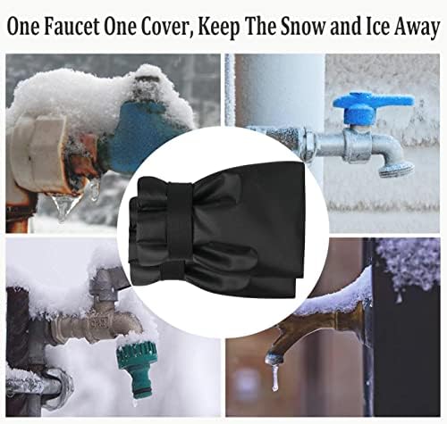 Outdoor Faucet Covers for Winter Freeze Protection, Upgraded Thicken 8.5" H x 6.1" W Outside Garden Faucet Socks for Winter Waterproof Reusable Hose Bibs Insulated Spigot Cover, 4 Pack Black
