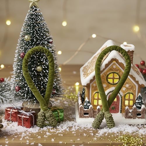 12Pcs Olive Green Christmas Garland Ties Decorative Banister Twist, Christmas Holiday Wreath Ties for Xmas Banisters Home Staircase Railings Decorations, 16 Inches