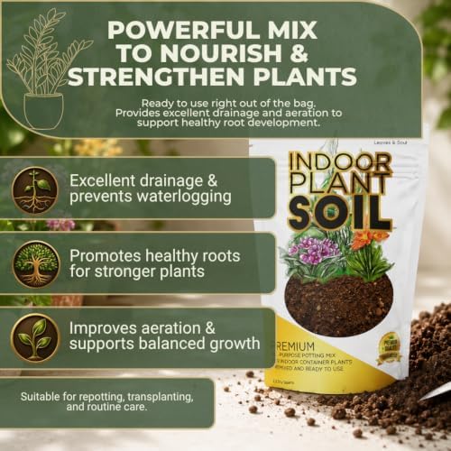 Leaves & Soul Indoor Plant Soil 8.2 Qt Houseplant Potting Soil for Indoor