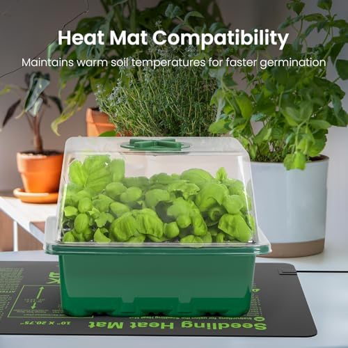 MIXC 6 Pack Seed Starter Kit with Grow Light, Vented Humidity Dome, Green