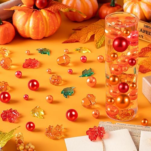 120Pcs Fall Vase Filler, Thanksgiving Faux Pearls for Table Centerpieces