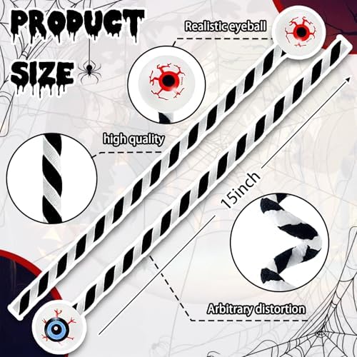 Halloween Eyeball Picks,12 PCS Bendable Wool Floral Picks for Party Decor