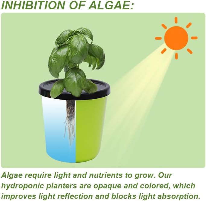 Kratky Method Hydroponic Planter Kit, 8 Hydroponic Planter Plus 24 Growing Sponges for Herbs, Hydroponic Mini Buckets