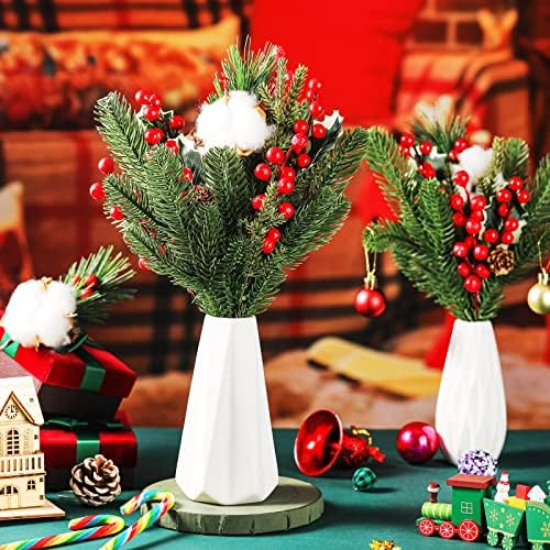 Yunlly 60 Pcs Christmas Pine Picks Holly Berry Pinecones, Stylish Style